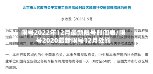 限号2022年12月最新限号时间表/限号2020最新限号12月处罚-第2张图片